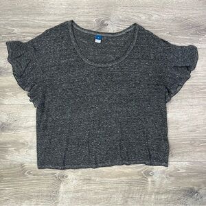 Old Navy Womens Boyfriend Tee Flutter Sleeve Charcoal Grey size Medium